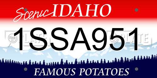1SSA951 Idaho License Plate