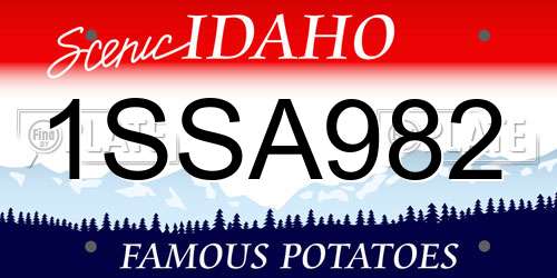 1SSA982 Idaho License Plate