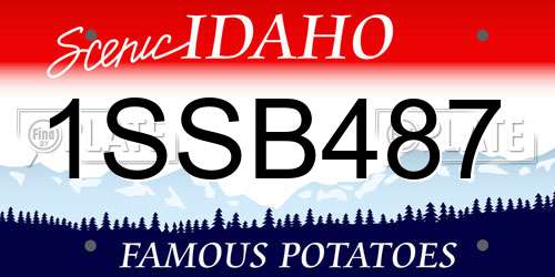 1SSB487 Idaho License Plate