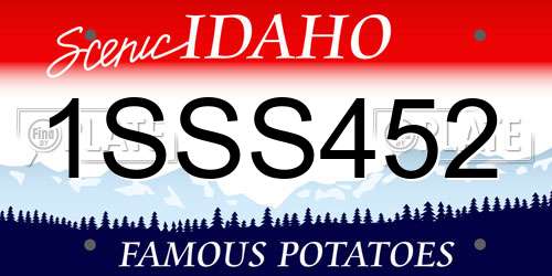1SSS452 Idaho License Plate