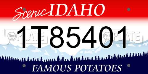 1T85401 Idaho License Plate