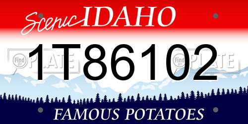 1T86102 Idaho License Plate