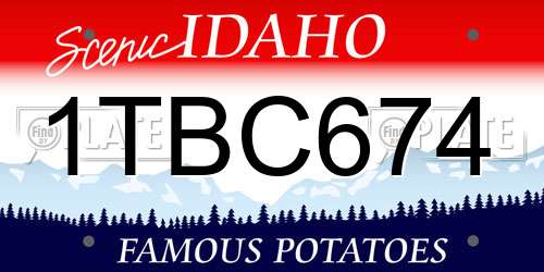 1TBC674 Idaho License Plate