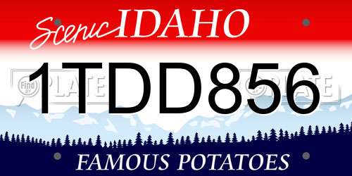 1TDD856 Idaho License Plate
