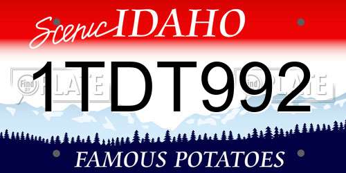 1TDT992 Idaho License Plate
