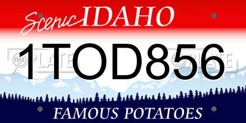 1TOD856 Idaho License Plate