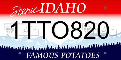 1TTO820 Idaho License Plate