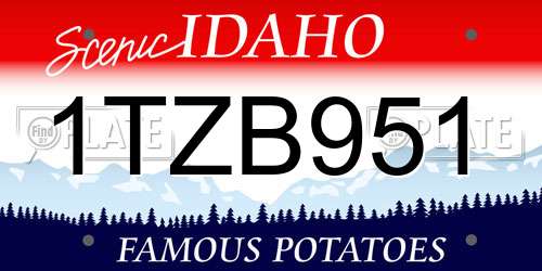 1TZB951 Idaho License Plate