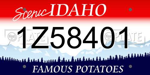 1Z58401 Idaho License Plate