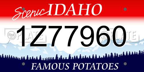 1Z77960 Idaho License Plate