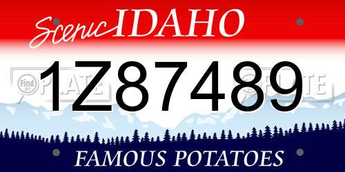 1Z87489 Idaho License Plate