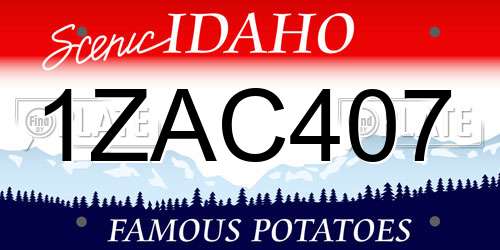 1ZAC407 Idaho License Plate