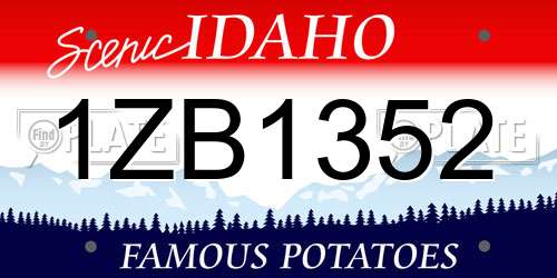 1ZB1352 Idaho License Plate