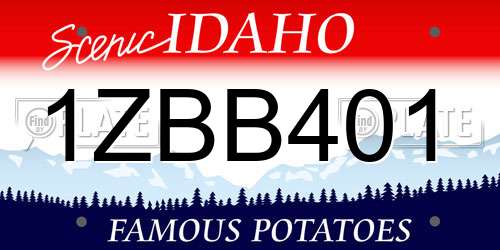 1ZBB401 Idaho License Plate