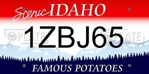 1ZBJ65 Idaho License Plate