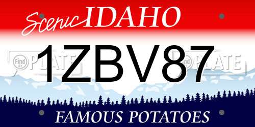 1ZBV87 Idaho License Plate
