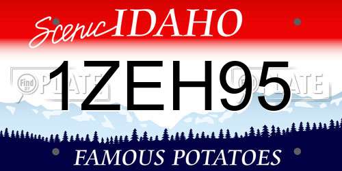 1ZEH95 Idaho License Plate