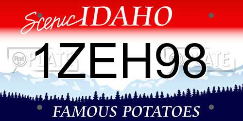 1ZEH98 Idaho License Plate