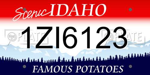 1ZI6123 Idaho License Plate