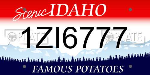 1ZI6777 Idaho License Plate