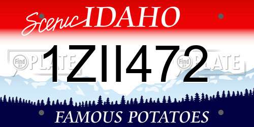 1ZII472 Idaho License Plate