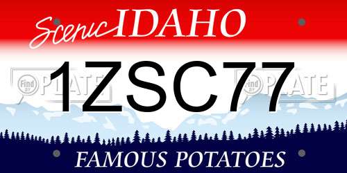 1ZSC77 Idaho License Plate