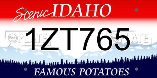1ZT765 Idaho License Plate