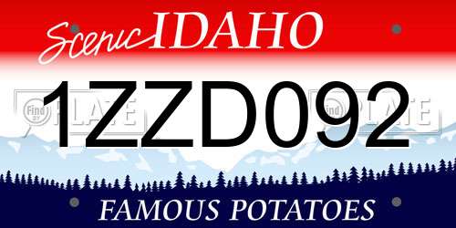 1ZZD092 Idaho License Plate