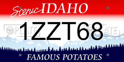 1ZZT68 Idaho License Plate