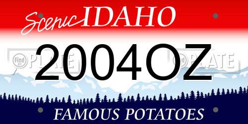 2004OZ Idaho License Plate