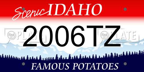 2006TZ Idaho License Plate