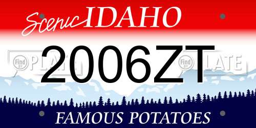2006ZT Idaho License Plate