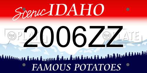 2006ZZ Idaho License Plate