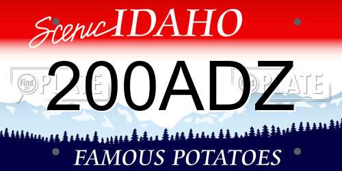 200ADZ Idaho License Plate