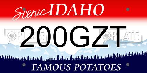 200GZT Idaho License Plate