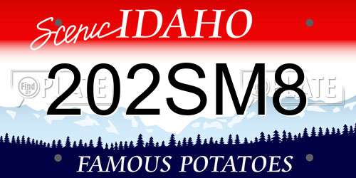 202SM8 Idaho License Plate