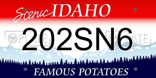 202SN6 Idaho License Plate
