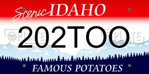 202TOO Idaho License Plate