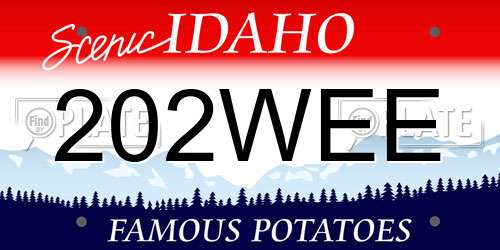 202WEE Idaho License Plate