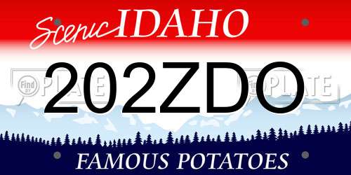 202ZDO Idaho License Plate