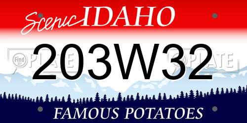 203W32 Idaho License Plate