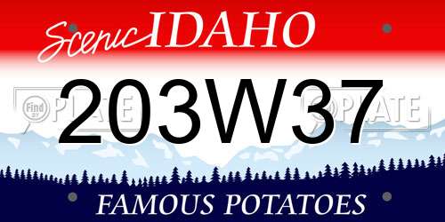 203W37 Idaho License Plate