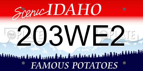 203WE2 Idaho License Plate