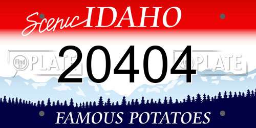 20404 Idaho License Plate