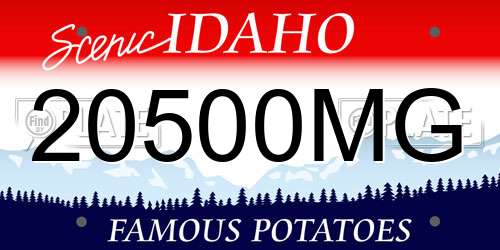 20500MG Idaho License Plate