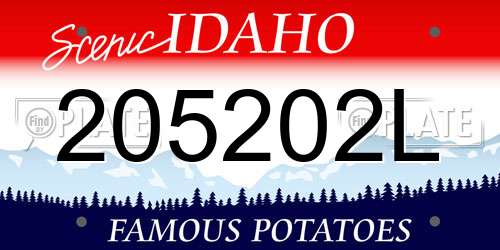 205202L Idaho License Plate