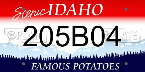 205B04 Idaho License Plate