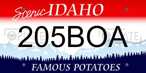 205BOA Idaho License Plate