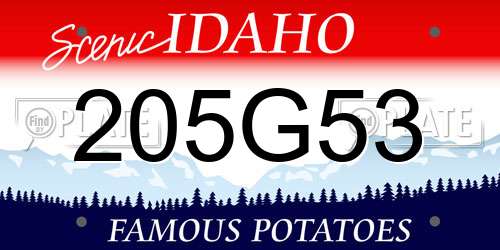 205G53 Idaho License Plate