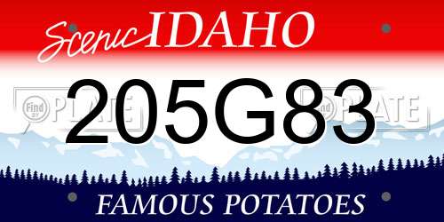 205G83 Idaho License Plate